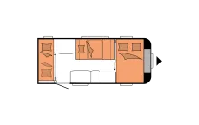Grundriss Nacht Hobby De Luxe 490 KMF 1800 kg Achse / Mover / TV