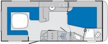 Grundriss Tag Knaus Südwind 590 FUS 1800 kg / Mover / Sackmarkise