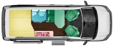 Grundriss Tag VW Grand California 600 Außenfa. Candyweiß/Mojavebeige
