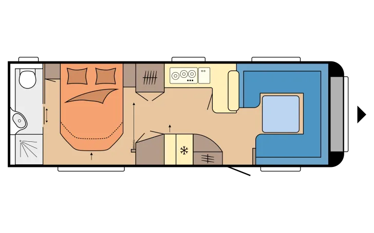 Grundriss Tag Hobby Prestige 720 WQC Modell 2025 / 2500 Kg Achse