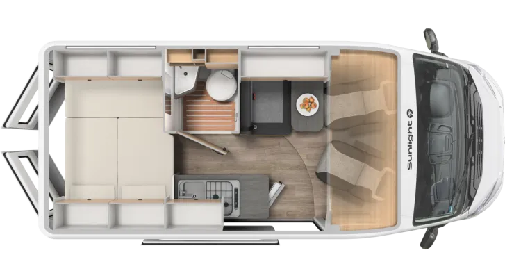 Grundriss Tag Sunlight Camper Van Cliff 540 Schlafdach