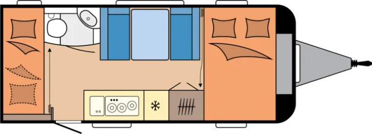 Grundriss Tag Hobby De Luxe 490 KMF Auflastung 1.800 kg