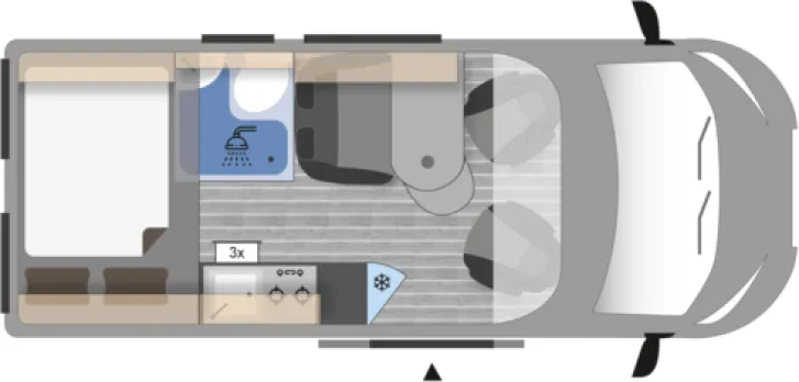 Grundriss Tag Clever SELECT LINE Tour 4-Bett-Camper auf 5,4 Metern
