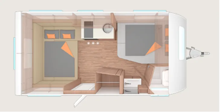 Grundriss Nacht Weinsberg CaraCito 450 FU Cara-Cito Paket 1350KG