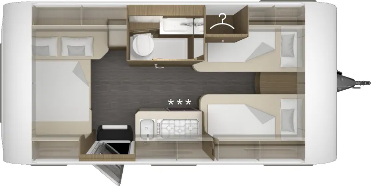 Grundriss Nacht Tabbert Cazadora 460 E 2,3