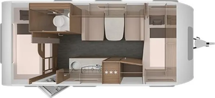 Grundriss Tag Knaus Sport 500 QDK 1800kg; Garage,177L Kühlschrank