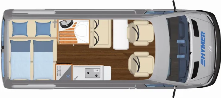 Grundriss Tag Hymer Free S Blue Evolution 600 190Ah|AHK|170PS-Autom.
