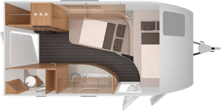 Grundriss Nacht Knaus Sport&Fun 480 QL Black Selection Duschausbau, Auffahrrampe