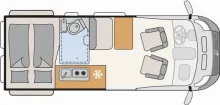 Grundriss Tag Dethleffs Globetrail Performance 600 DR VW 177 PS