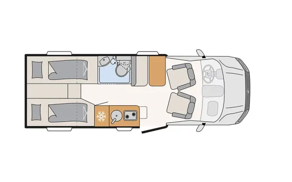 Tagesgrundriss Dethleffs Globebus Performance 4x4