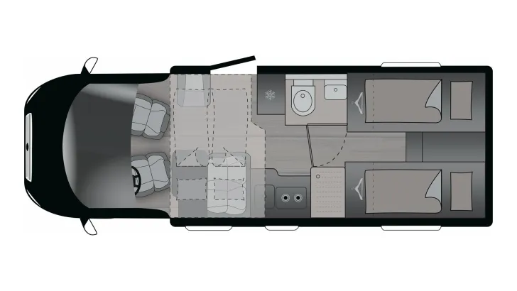 Grundriss Tag Crosscamp EXPDN T 7.4 E Modell 2026 / ACC / Navi / RFK