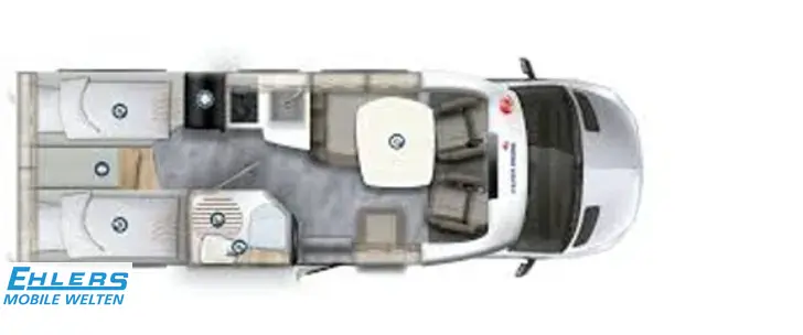 Grundriss Tag Eura Mobil Profila T 696 EB 170PS/Autom/Markise/SAT/TV/Dachklima