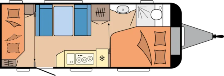 Grundriss Tag Hobby De Luxe 540 KMFe Modell 2026 / 1800 kg / Mover / ETS