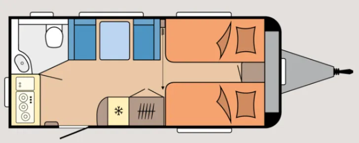 Grundriss Tag Hobby De Luxe 460 SL Modell 2026 / 1500 kg