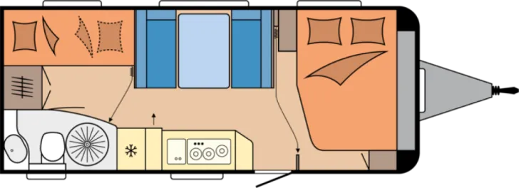 Grundriss Tag Hobby De Luxe 545 KMF Modell 2026 / 2000 kg