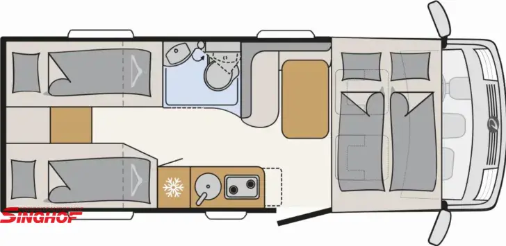 Grundriss Tag Dethleffs Globebus Active I 4 140PS + AUTOMATIK