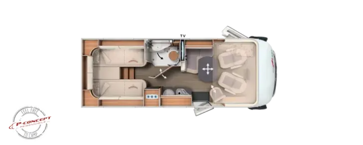 Grundriss Tag Carthago C2-tourer I 141 KB-LE comfort 4.2t MB-Listenpreis: 161.765€