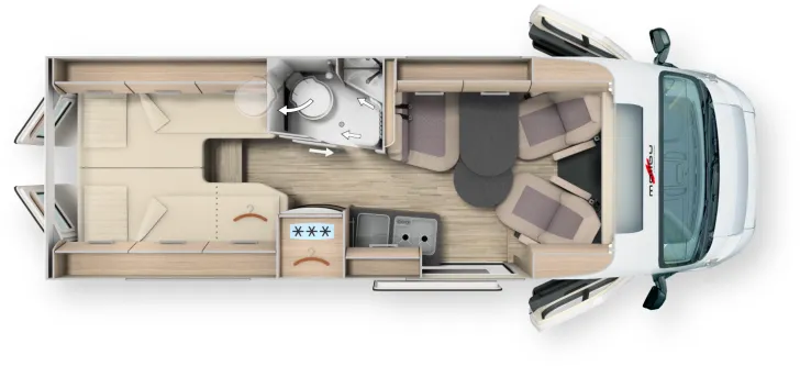 Grundriss Tag Malibu Van Comfort 640 LE charming GT skyview 180 PS Automatik - 2367