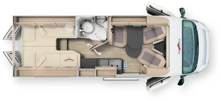Grundriss Tag Malibu Van First Class - Two Rooms 640 LE RB charming coupé 180 PS Automatik - 2366