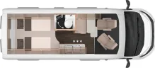 Grundriss Tag Knaus BoxLife 600 ME Platinum Selection Mietwagen verfügbar ab Nov`26