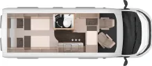 Grundriss Nacht Knaus BoxLife 600 ME Platinum Selection Mietwagen verfügbar ab Nov`26
