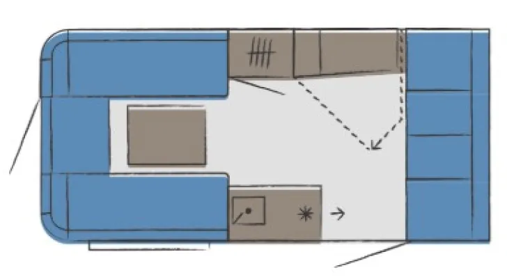 Grundriss Tag Hobby Beachy 420+ Modell 2026