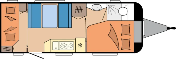 Grundriss Tag Hobby De Luxe 540 KMFe Modell 2026 / 1800 kg