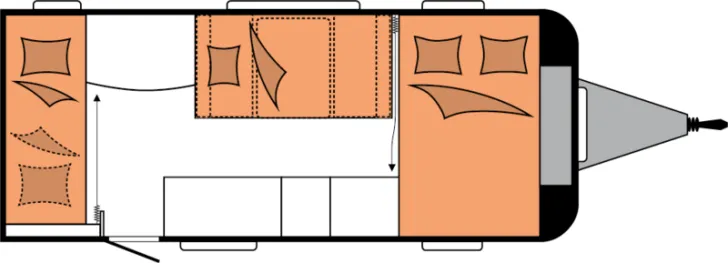 Grundriss Nacht Hobby De Luxe 490 KMF Modell 2026 / 1800 kg
