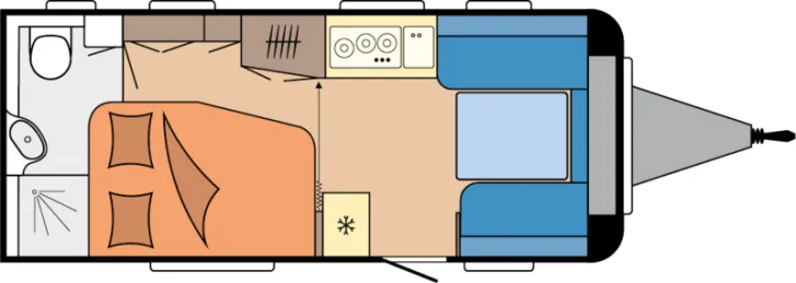 Grundriss Tag Hobby De Luxe 495 WFB Modell 2026 / 1800 kg