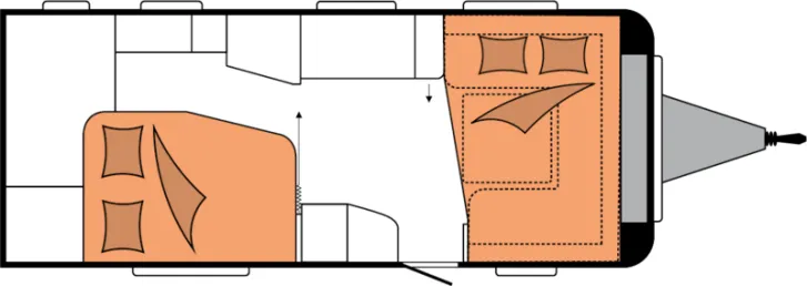 Grundriss Nacht Hobby Prestige 560 WFU Modell 2026 / 2000 kg