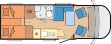 Grundriss Tag Hobby ONTOUR C 680 GE - Markise - Einzelbetten