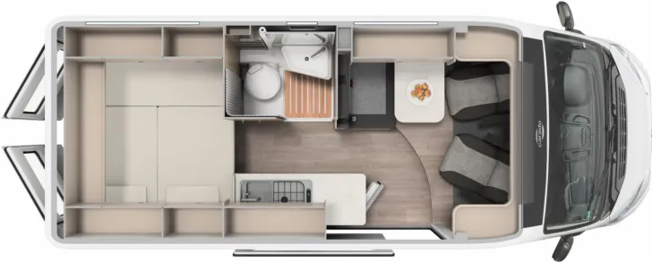 Grundriss Tag Carado pro+ CV 600 Dieselheizung,LED-Scheinw,Schlafdach