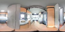 360° Innenansicht Dethleffs Trend T 7057 DBL Hubbett, div. Pakete
