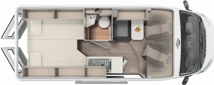Grundriss Tag Carado pro CV 602 Digital&Co-Driver Paket,100WSolar,2Ba