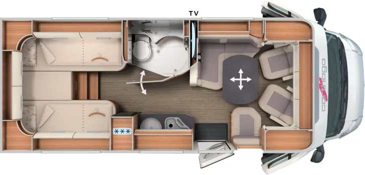Grundriss Tag Carthago c1-tourer T 143 KB-LE comfort 4.2t Modell 2026 / Distronic / Markise
