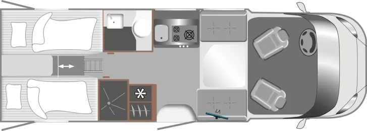 Grundriss Tag LMC Cruiser T750 EF 180 PS, 4,4tn, 3e+4e Sitzplatz