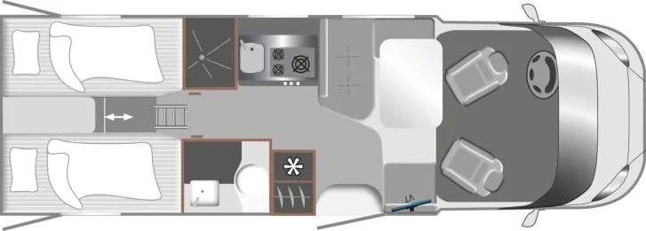 Grundriss Tag LMC Cruiser T750 EL 180 PS, 4,4tn, 3e+4e Sitzplatz