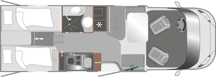 Grundriss Tag LMC Cruiser T740 EL 180 PS, 4,4tn, 3e+4e Sitzplatz