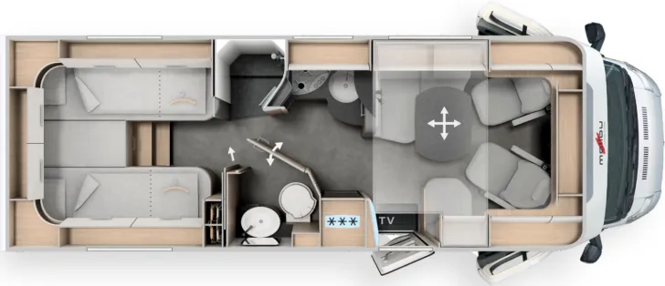 Grundriss Tag Malibu T 470 RB LE K MB DISTRONIC ALDE Wechselrichter