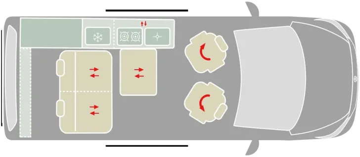Grundriss Tag VanTourer Urban COMFORT aus Vermietflotte