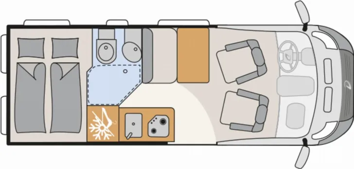 Grundriss Tag Dethleffs Globetrail Advantage 600 DR Fiat Vermietung