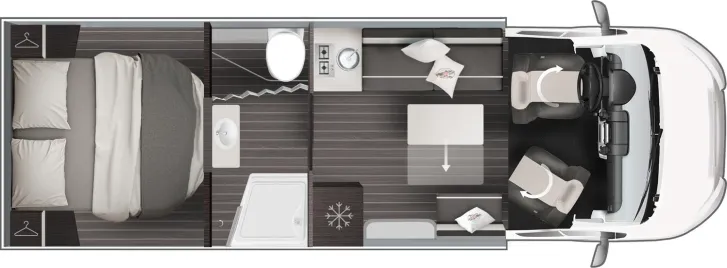 Grundriss Tag Roller Team Zefiro 266 P Truma C 6 DE Heizung 4100 kg 2026