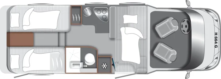 Grundriss Tag LMC Tourer Lift H 664 G Automatik Navi Einzelbetten