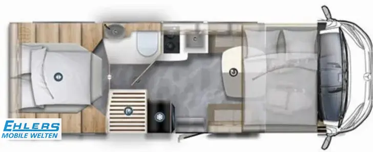 Grundriss Tag Eura Mobil Integra Line GT IL 726 QF Verfügbar ab06/2026/170PS/Autom/Backofen/Dunstabzug/Mondial-Plus-Paket