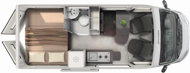 Grundriss Tag Hymer Free Campus 600 Automatik+Winterfest+Schlafdach