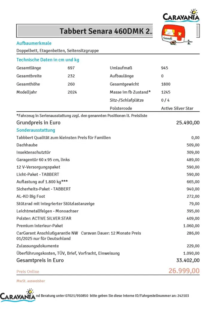 Fahrzeugbild Tabbert Senara 460DMK 2.3 ähnlich Casadora #12