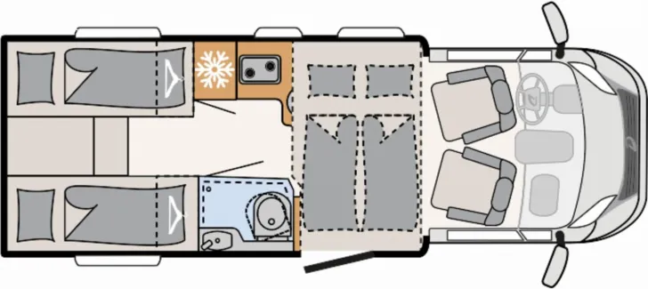 Grundriss Tag Dethleffs Just Camp T 6812 EB Solar, Sat, TV, Markise,