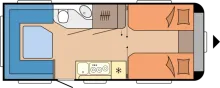 Grundriss Tag Hobby Maxia 585 UL-R Einzelbetten o.Doppelbett quer