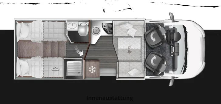 Grundriss Tag Roller Team Kronos 287 TL Automatik Einzelbetten Hubbett