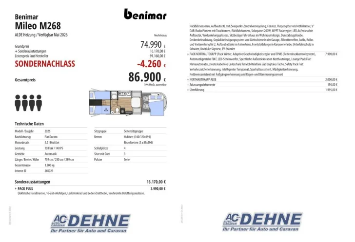 Fahrzeugbild Benimar Mileo M268 ALDE Heizung / Verfügbar Mai 2026 #2